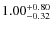 $ 1.00 _{\rm - 0.32 }^{+ 0.80 } $
