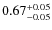 $ 0.67 _{\rm - 0.05 }^{+ 0.05 } $