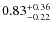 $ 0.83 _{\rm - 0.22 }^{+ 0.36 } $