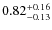 $ 0.82 _{\rm - 0.13 }^{+ 0.16 } $