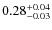 $ 0.28 _{\rm - 0.03 }^{+ 0.04 } $