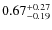 $ 0.67 _{\rm - 0.19 }^{+ 0.27 } $