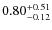 $ 0.80 _{\rm - 0.12 }^{+ 0.51 } $