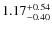 $ 1.17 _{\rm - 0.40 }^{+ 0.54 } $