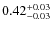 $ 0.42 _{\rm - 0.03 }^{+ 0.03 } $