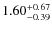 $ 1.60 _{\rm - 0.39 }^{+ 0.67 } $