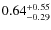 $ 0.64 _{\rm - 0.29 }^{+ 0.55 } $
