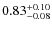 $ 0.83 _{\rm - 0.08 }^{+ 0.10 } $
