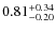 $ 0.81 _{\rm - 0.20 }^{+ 0.34 } $