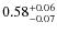 $ 0.58 _{\rm - 0.07 }^{+ 0.06 } $
