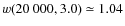 $w(20~000,3.0)\simeq1.04$
