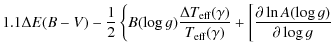 $\displaystyle 1.1\Delta E(B-V)-\frac{1}{2}\left\{B(\log g)\frac{\Delta T_{\rm e...
...eff}(\gamma)}+\left[\frac{\partial\ln A(\log g)}{\partial\log g} \right.\right.$