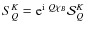 $S^K_Q={\rm e}^{{\rm i}~Q\chi_{B}}{\mathcal S}^K_Q$