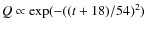 $Q\propto\exp(-((t+18)/54)^2)$