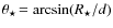 $\theta_\star\!= \arcsin(R_\star/d)$