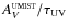 $A_V^{\rm\scriptscriptstyle UMIST}/\tau_{\rm UV}$