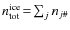 $n^{\rm ice}_{\rm tot}\!=\!\sum_j n_{j\char93 }$