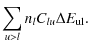 $\displaystyle \sum\limits_{u>l} n_l C_{lu} \Delta E_{\rm ul}.$
