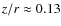 $z/r \approx 0.13$