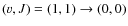 $(v,J) = (1,1) \to (0,0)$
