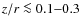 $z/r \la 0.1{-}0.3$