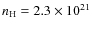 $n_{\rm H}=2.3\times 10^{21}$