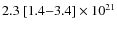 $2.3~[1.4{-}3.4]\times 10^{21}$