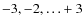 $-3, -2,\ldots +3$