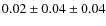 $0.02 \pm 0.04 \pm 0.04$