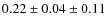 $0.22 \pm 0.04 \pm 0.11$