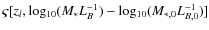 $\varsigma [z_{l},{\rm log_{10}}(M_{*}L_{B}^{-1})-{\rm log_{10}}(M_{*,0}L_{B,0}^{-1})]$
