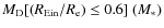 $M_{{\rm D}}[(R_{{\rm Ein}}/R_{{\rm e}}) \le 0.6]~(M_{*})$