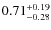 $0.71^{+\rm0.19}_{-0.28}$