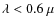 $\lambda<0.6~\mu$