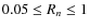 $0.05 \leq R_n \leq 1$