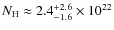 $N_{\rm H}\approx 2.4^{+2.6}_{-1.6}\times10^{22}$