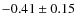 $-0.41\pm0.15$