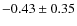$-0.43\pm0.35$