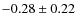 $-0.28\pm0.22$