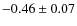 $-0.46\pm0.07$
