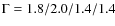 $\Gamma=1.8/2.0/1.4/1.4$