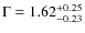 $\Gamma=1.62^{+0.25}_{-0.23}$