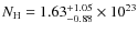 $N_{\rm H}=1.63^{+1.05}_{-0.88}\times10^{23}$
