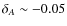 $\delta_A
\sim -0.05$