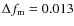 $\Delta f_{\rm m} = 0.013$