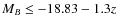 $M_B\leq -18.83 - 1.3z$