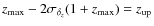 $z_{\rm max} - 2\sigma_{\delta_z}(1 + z_{\rm max}) = z_{\rm up}$