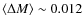 ${\langle \Delta M \rangle
\sim 0.012}$