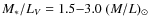 $M_*/L_V=1.5{-}3.0~(M/L)_\odot$
