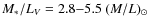 $M_*/L_V=2.8{-}5.5~ (M/L)_\odot$